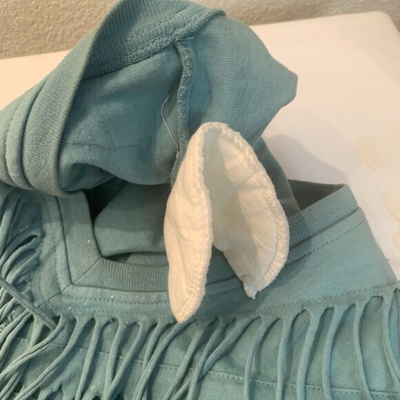 Ever Blue cotton fringe top with beads size L teal great condition - Picture 11 of 11